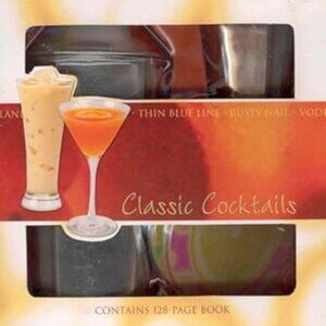 Classic Cocktails Shaker, Drink Coasters & 128 Page Hardcover Recipe Book BNIB